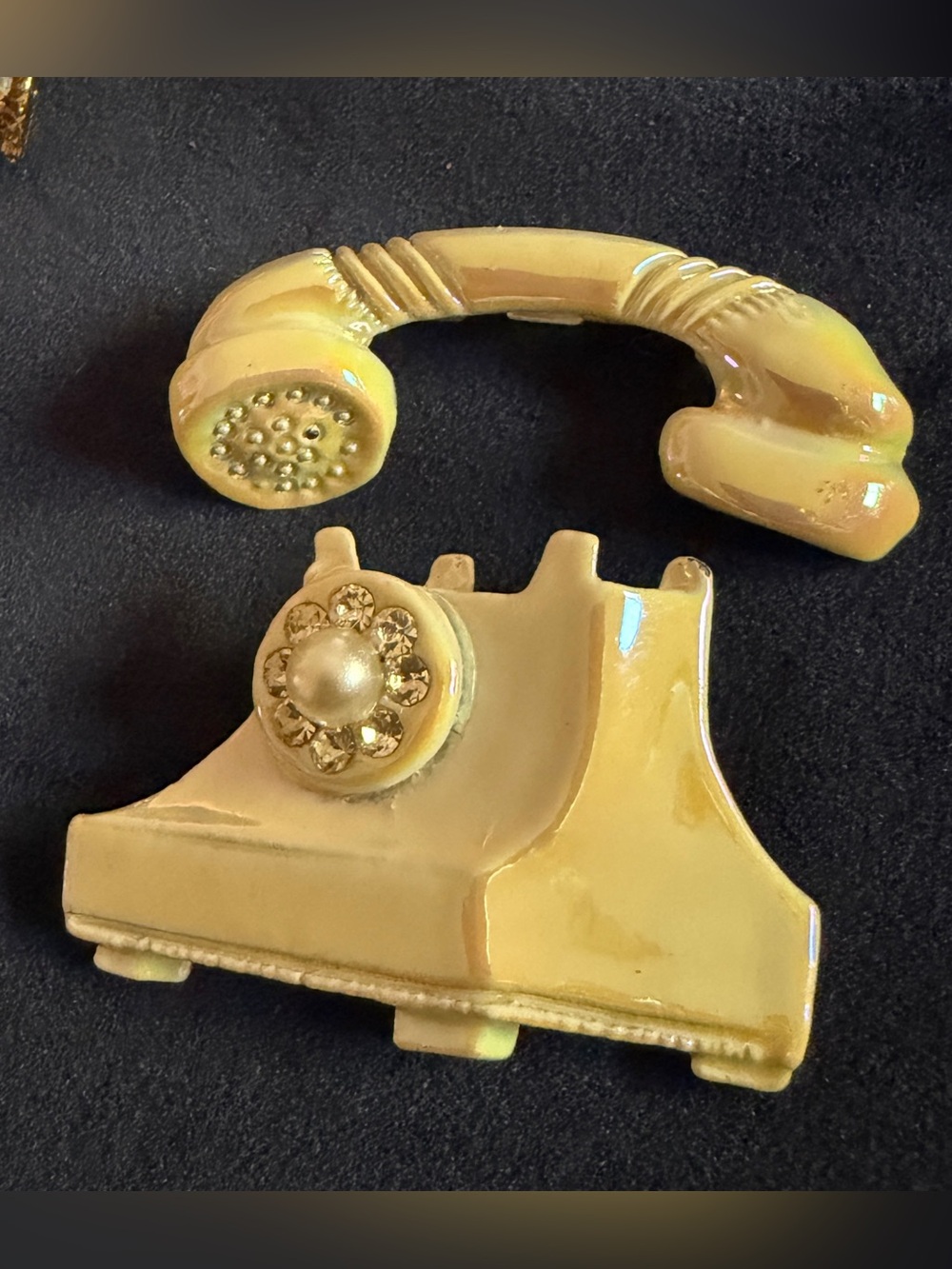 Vintage 1950s–1960s Iridescent Cream/Pearlized Rotary Telephone 2-piece Scatter